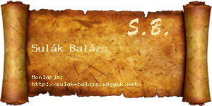 Sulák Balázs névjegykártya